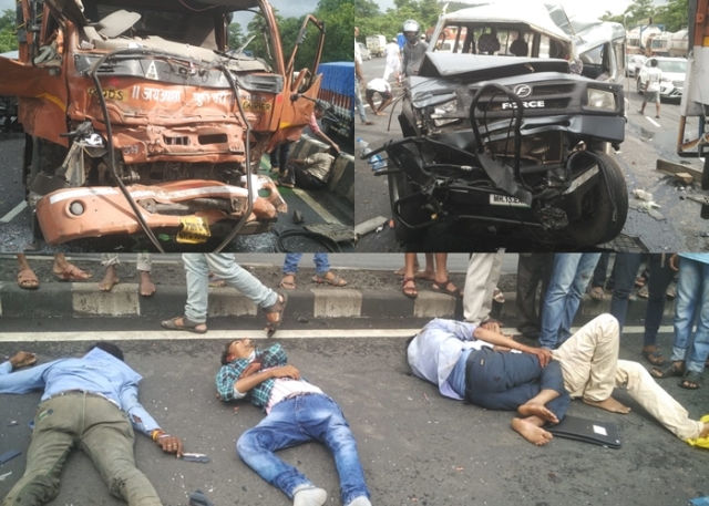 Photo of पालघर :मुंबई -अहमदाबाद हाइवे पर ट्रैक्स जीप और टैम्पो आपस में भिड़े ,3 की मौत 3 घायल